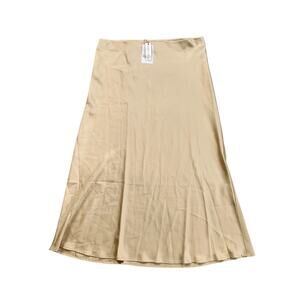 By Tess Skirt Womens 2XL XXL Champagne Tella Satin Slip Pull On Flowy Midi